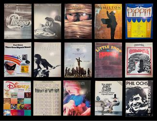 Lot of 15 Sheet Music Books — Musicals, Classic Rock, Folk