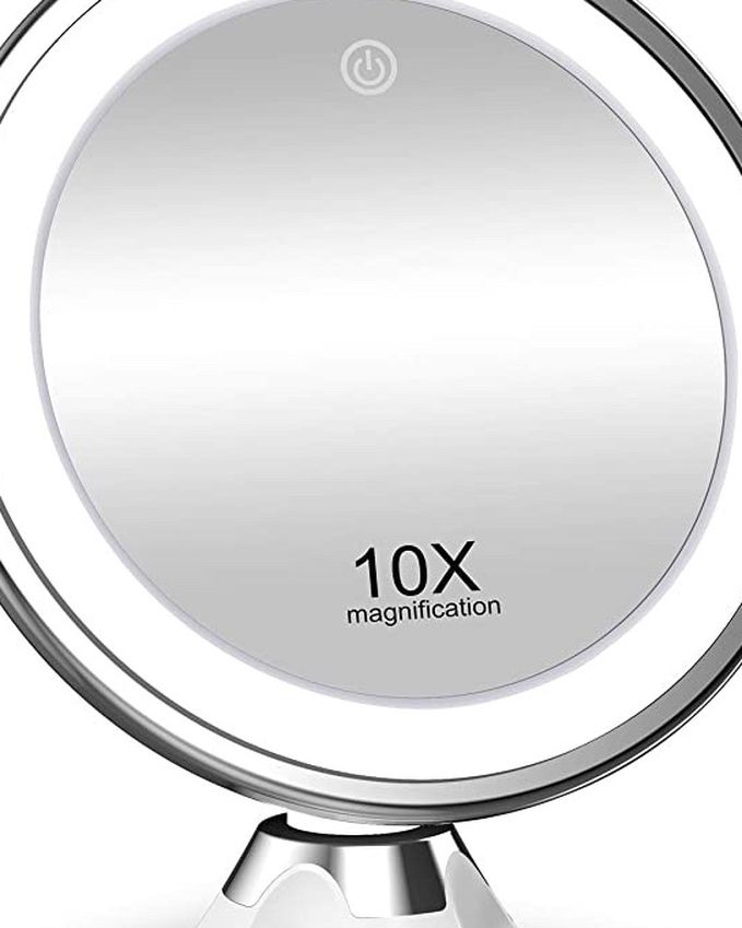 KOOLORBS 10X Magnifying Mirror with Lights, for Detailed Makeup, Makeup Mirror Vanity Mirror with Lights, 3 Color Lighting, Intelligent Switch, Powerf
