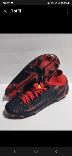 Nike Men size 8 Mercurial Superfly Customized YAVI Black and RED Soccer Cleats