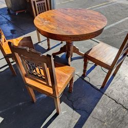 Antique Mesquite Dining Set With Matching Tables