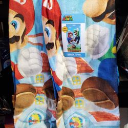 X2 TWO KIDS Super Mario Towel Nintendo Beach Shower Bath Video Game