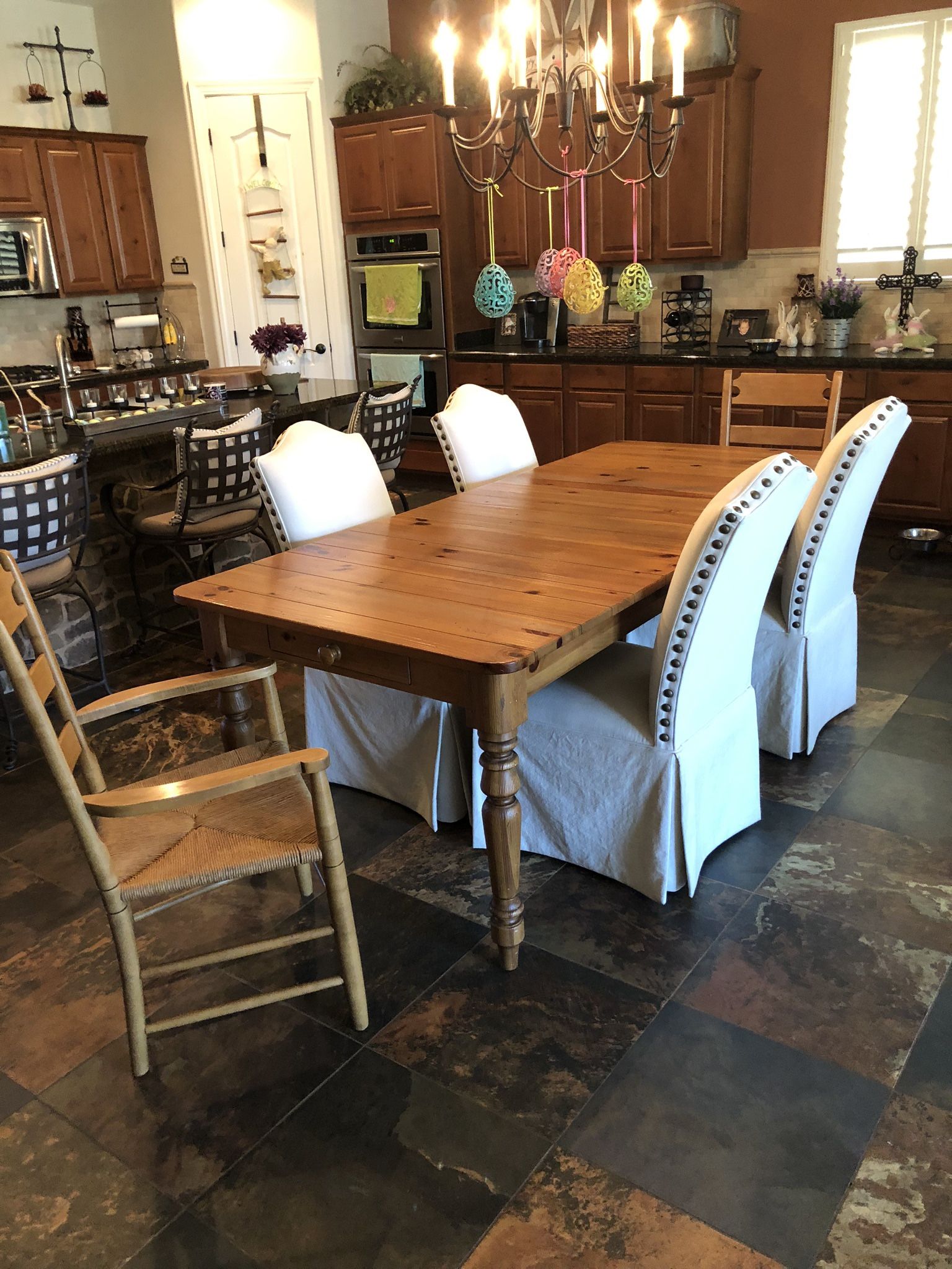 Ethan Allen Pine Dining Room Table And Chairs