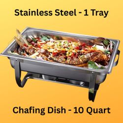 New, 10-Quart Stainless Steel Chafing Dish Buffet with 1 Tray
