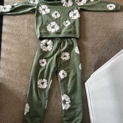 Green Denim Tears hoodie and sweatpants set