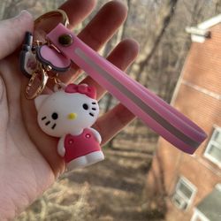 Hello Kitty Keychains  Ball Women Girl Bag Pendant Keyring Gifts Cute Sanrio Kuromi Penguin Dog Cat with Fluffy Rabbit Frog Dimension: about 10 cm Mes
