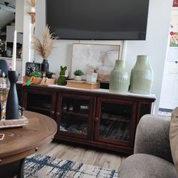 Solid TV Stand With Hutch  