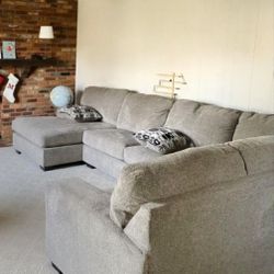 Platinum Color Ballinasloe U Shaped Sectional Sofa With Chaise 🔥 Brand New 