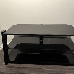 60” Black TV Stand with Glass Shelves