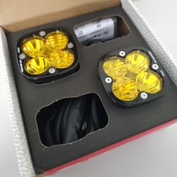 New Baja Designs Squadron Pro Amber Yellow Light Led Driving Combo With Harness And Switch And Bracket