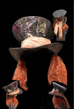 Official Disney Alice in Wonderland Deluxe Mad Hatter Top Hat with Attached Orange Hair