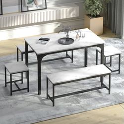 Nice Faux Marble Dining Set. Lightwood Easy To Carry. Free Delivery Within 5 miles 