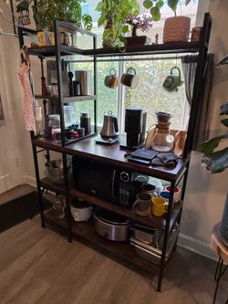 Large Bakers rack / Coffee bar with hutch