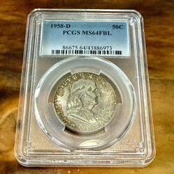 1958-D Franklin Silver Half PCGS 64 FULL BELL - “Freak Coin “Please Check Additional Information Below!!!!