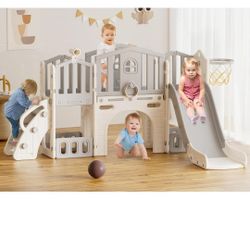 XJD 9 in 1 Toddler Slide Set, Kids Slide for Toddlers Age 1+ (Gley)
