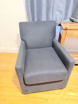 Two Gray Fabric Upholstered Accent Chair