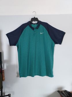 Nike Golf Dri-Fit Short Sleeve Green Blue Raglan Polo Shirt Men's Size XXL