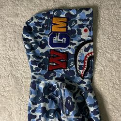 Bape Hoodie Blue Camo L