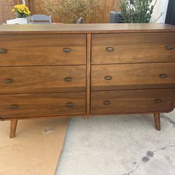 New Mid Century Dresser With Curved Corners.  Dark Walnut Finish.  62”x17”Dx36”H.  Free Delivery!