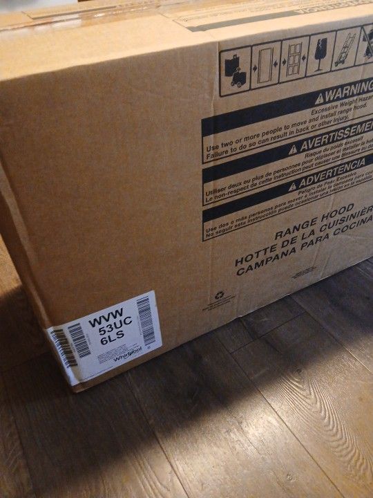 Whirlpool Range Hood Brand New Never Opened 