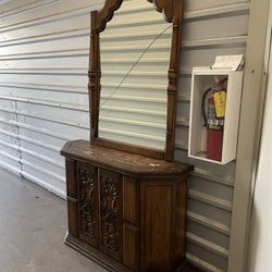Vintage Wooden Dresser (broken Mirror)