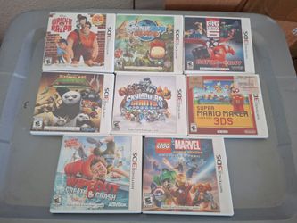 8 3DS Games Mario Maker, Wipeout, Skylanders, Wreck It Ralph, Big Hero 6, etc...