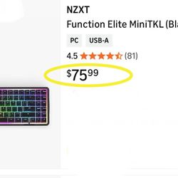 NZXT Function Elite MiniTKL Magnetic RGB Gaming Keyboard - Customizable Actuation, Double Rail Hall Effect Switch, Rapid Trigger, 8K Query - Improved 