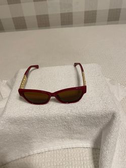 Chanel Red Cat-Eye Sunglasses with Gold Detail