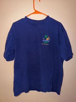 Vintage 90s Crazy Shirts Hawaii Fiji Islands Embroidered T-Shirt Blue