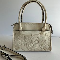 Patricia Nash Vintage- Antique Look Floral Leather Satchel Bag