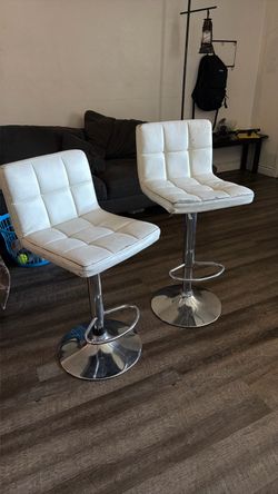 White Faux Leather Bar Stools Set of 2