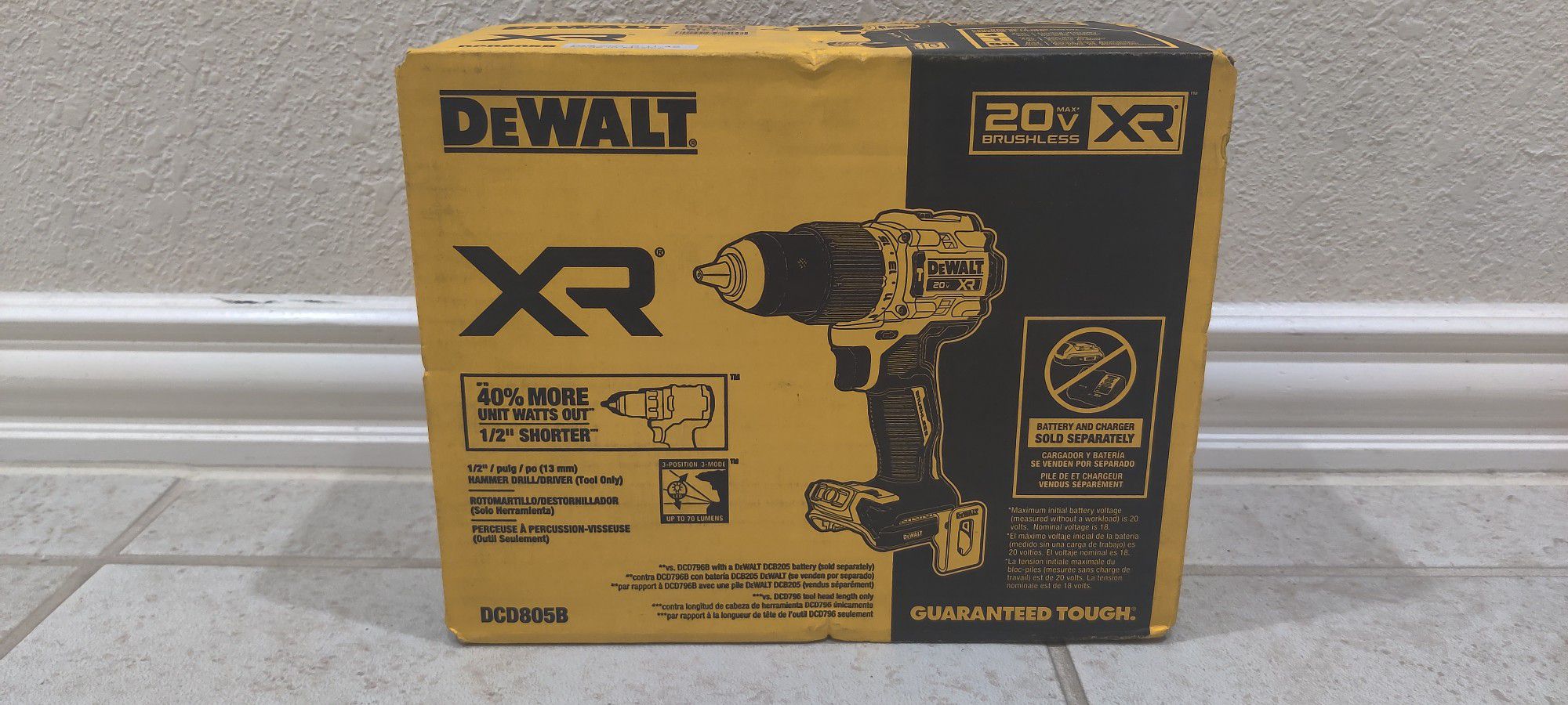 DeWalt 20V Brushless Compact Cordless 1/2 in. Hammer Drill (Tool Only) - New