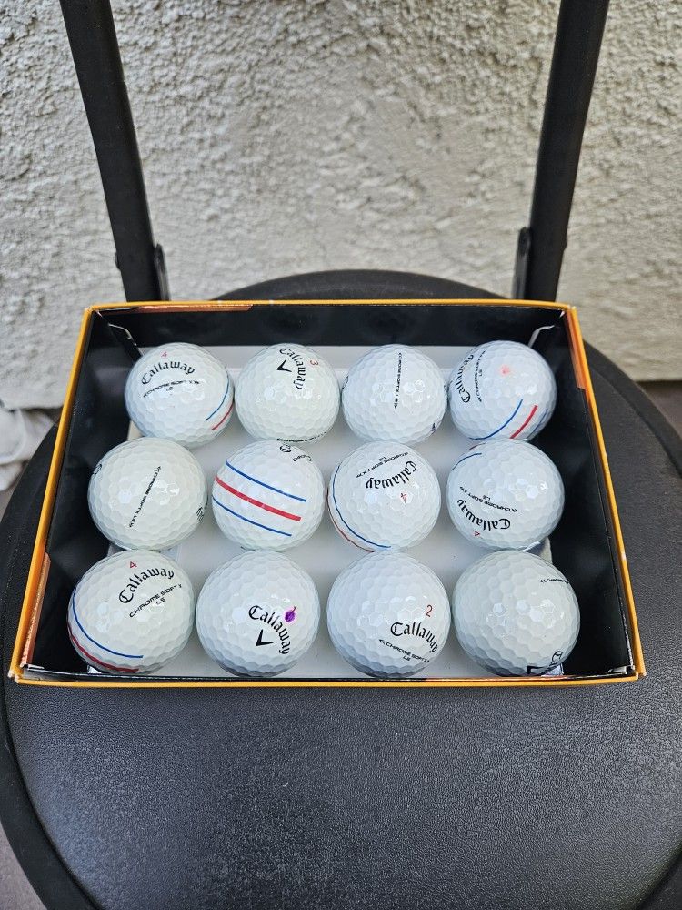 1 DOZEN 12 MINT CONDITION CALLAWAY CHROME SOFT X LS GOLF BALLS