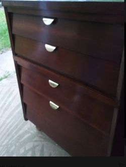 Antique Mid-century Solid Wood Dresser And Chest Of Drawers From Germany
