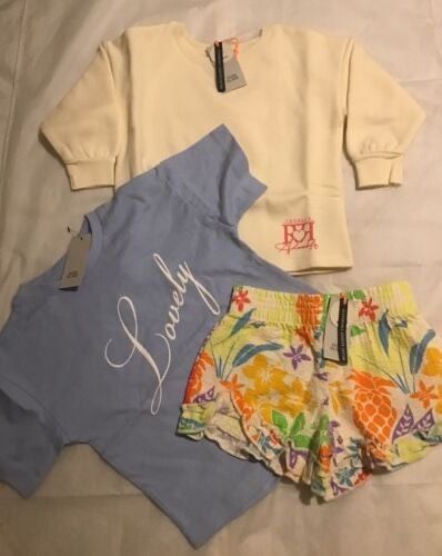River Island Mini Girls Aged 9-12 Months 3 piece Cream Sweat Top Outfit BNWT
