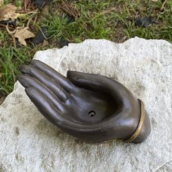 Beautiful Custom Made Cement Hand Planter Or Candle Holder