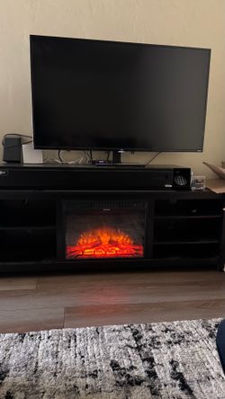 Black TV Stand with Electric Fireplace