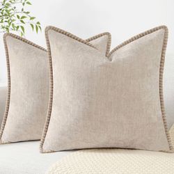 DECORUHOME chenille velvet W/ Stitched EdgesThrow Pillow Covers . 20”X20”. Insert Not Included.