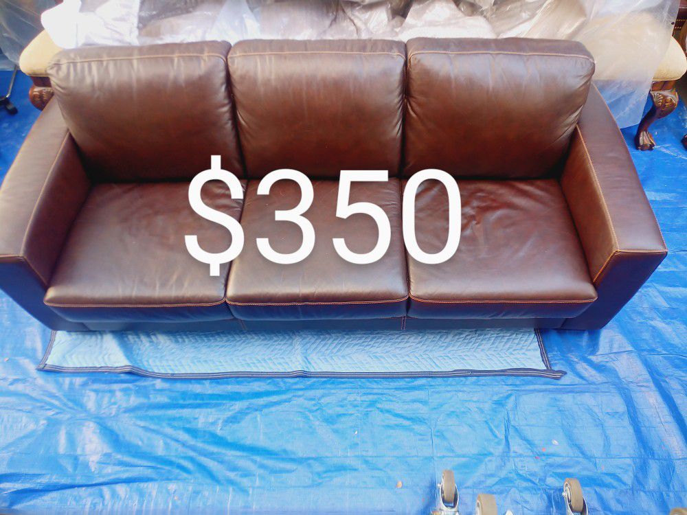 Leather Sofa With Matching Ottoman 