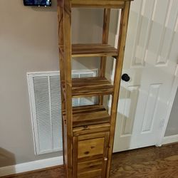 Tall Wood Shelf Cabinet – Solid Wood, Great Condition