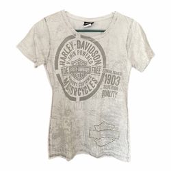 Harley-Davidson Women’s V-Twin Rock & Roll City Short-Sleeve Studded T-Shirt