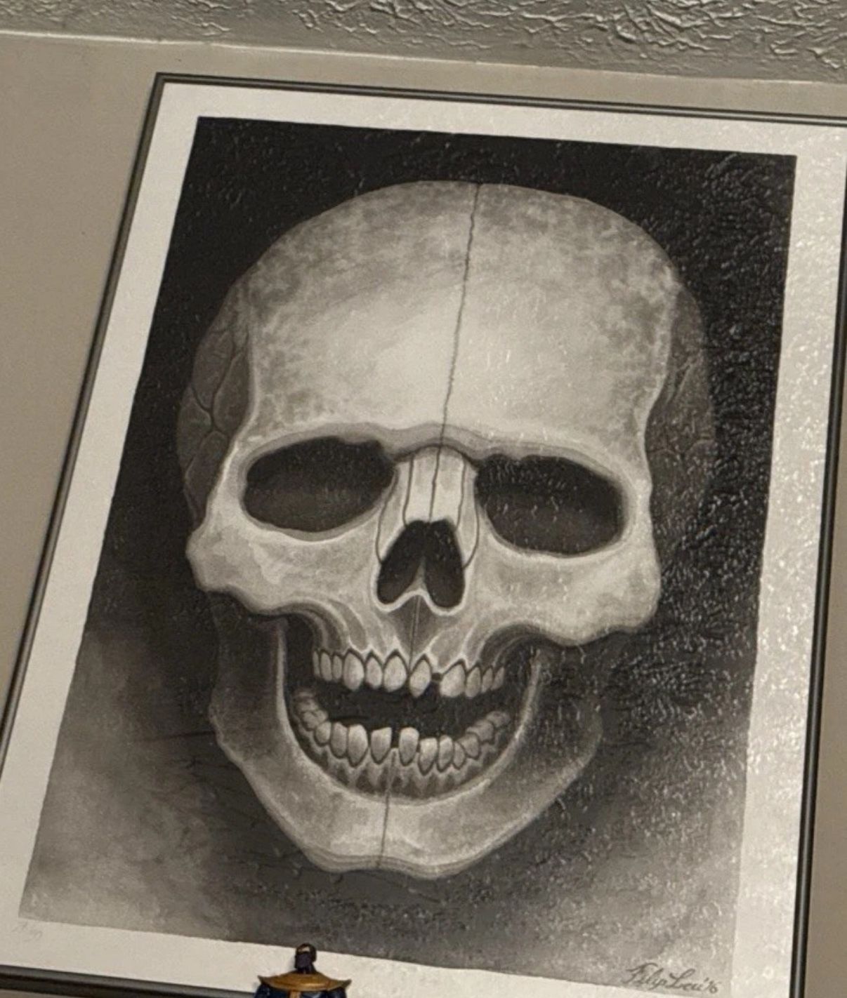 Filip Leu Signed Silkscreen Skull Print Framed Numbered 29/50