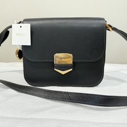 FOSSILS BLACK LEATHER LENNOX (New)