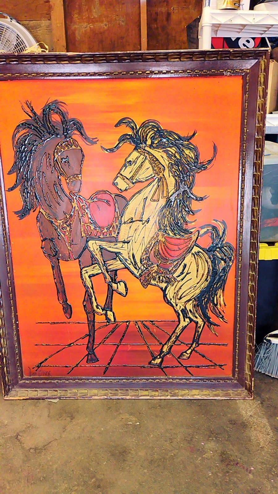 Antique Legit Horses Painting By Lee Burr