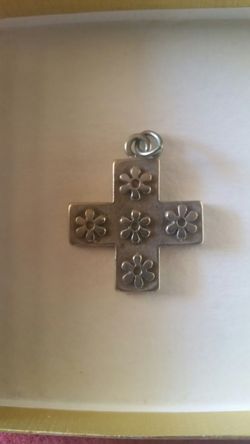Cross with flowers necklace charm