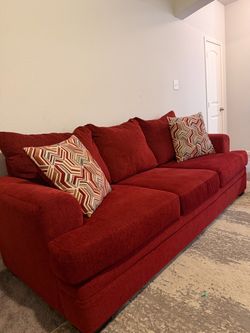 Red Fabric Sofa and Loveseat Set