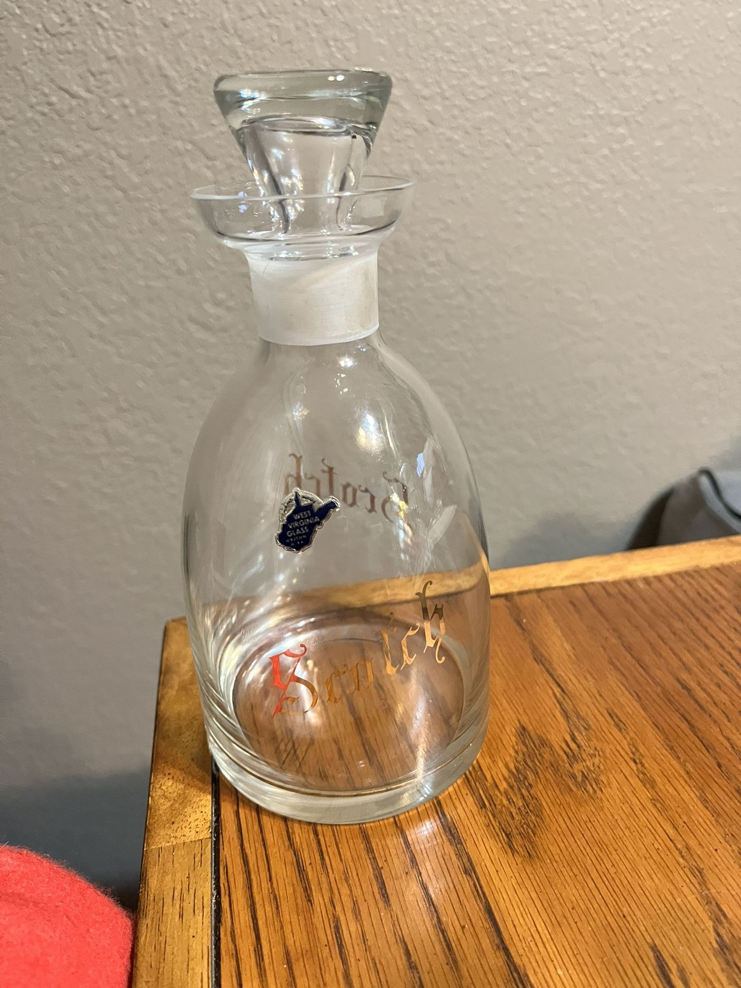 Vintage Glass Decanter Scotch Bar Cart Home Bar West Virginia Glass Company