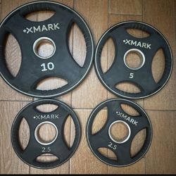 20 Lbs Weight Plates  XMARK TRI-GRIP  of Olympic Weight Plates, Rubber Coated
