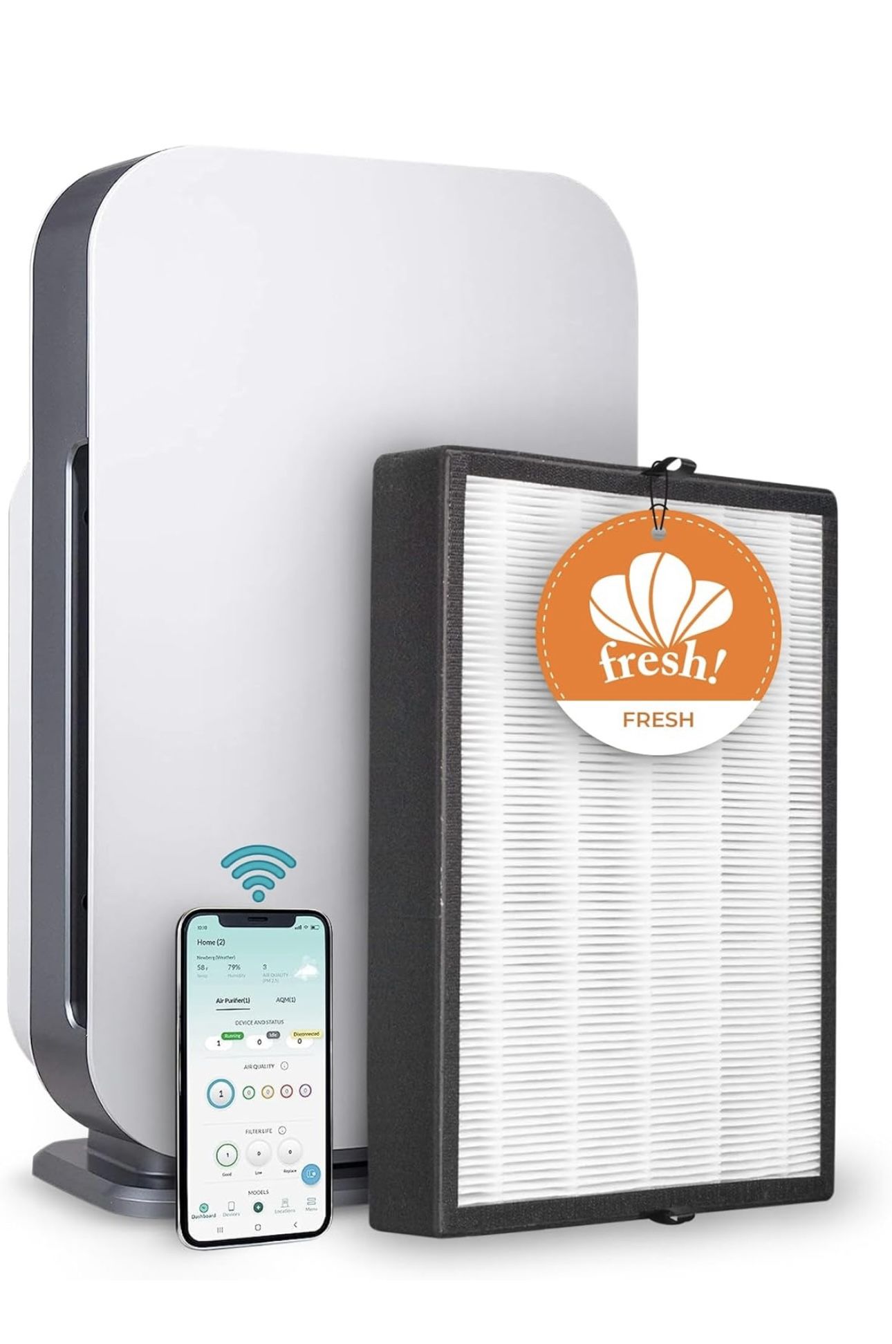 Alen Air Purifier BreatheSmart 45i HEPA w/ Fresh Filter for Rooms up to 1600 SqFt - Perfect for Bedrooms - Captures Allergens & Mold + Odors & Smoke