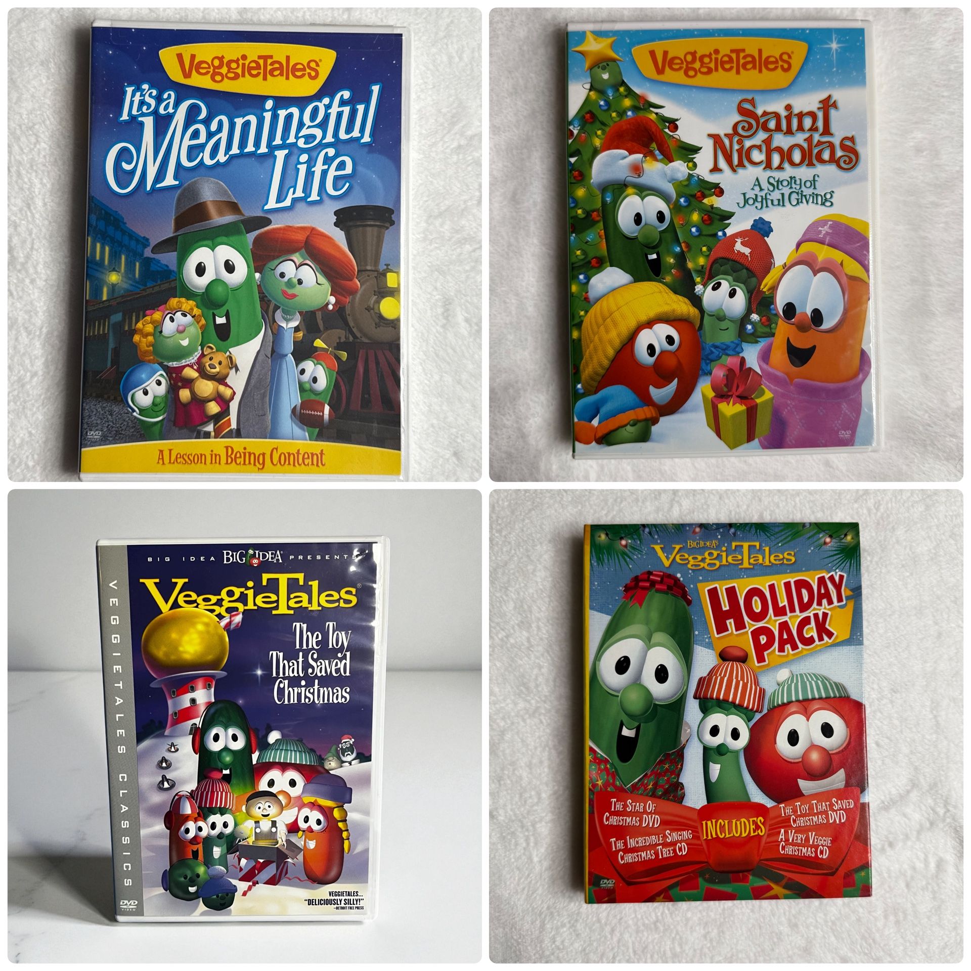 VeggieTales Christmas Holiday DVD Bundle Lot • Meaningful Life • St Nicholas • Toy That Saved Christmas