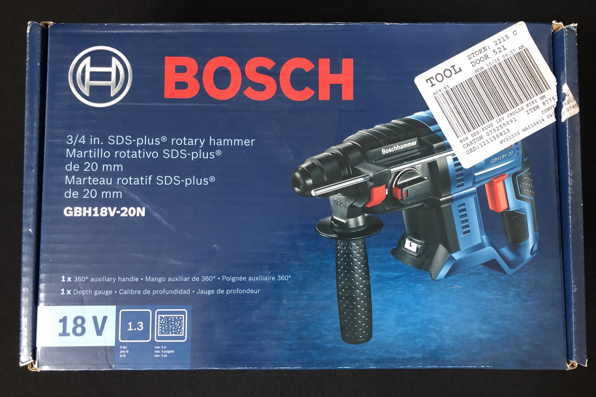 Brand New in Box, Bosch Bulldog Core 18v 3/4 inch SDS Plus Variable Speed Cordless Rotary Hammer Drill. Tool Only